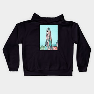 "Old Presque Isle Lighthouse" - Acrylic Paint Pour Art Kids Hoodie